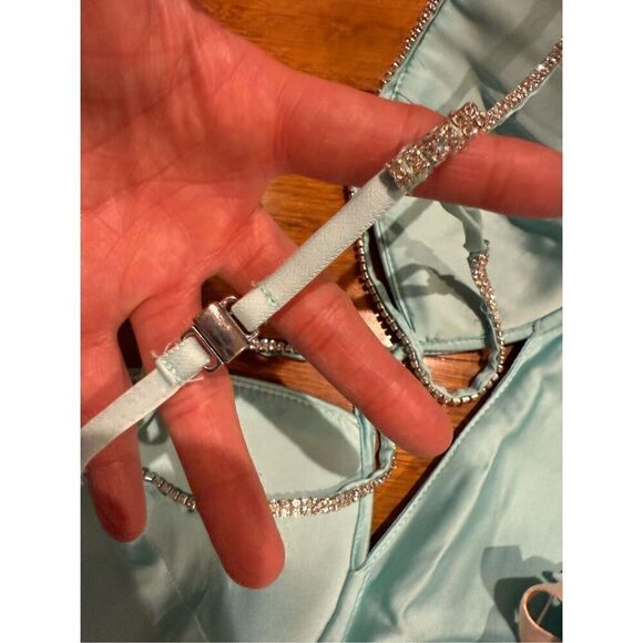 NWT Oh Polly Yuki Ruched Cutout Mini Dress Aqua UK 10/US 6 - Picture 15 of 17